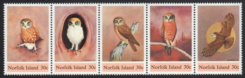 Norfolk-Insel 1984 - Mi-Nr. 339-343 ** - MNH - Eulen / Owls