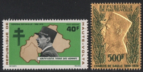 Obervolta 1971 - Mi-Nr. 352-353 ** - MNH - Gold - Charles de Gaulle