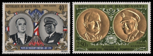 Obervolta 1972 - Mi-Nr. 385-386 ** - MNH - Gold - Präsident Pompidou