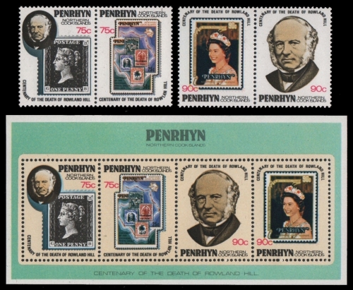 Penrhyn 1979 - Mi-Nr. 120-123 & Block 13 ** - MNH - Marke auf Marke