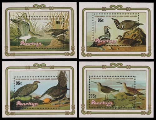 Penrhyn 1985 - Mi-Nr. Block 62-65 ** - MNH - Vögel / Birds - Audubon