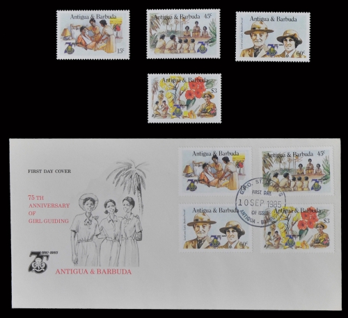 Antigua 1985 - Mi-Nr. 885-888 ** - MNH - & auf FDC - Pfadfinder / Scouts