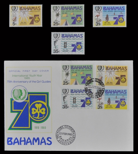 Bahamas 1985 - Mi-Nr. 586-589 ** - MNH - & auf FDC - Pfadfinder / Scouts