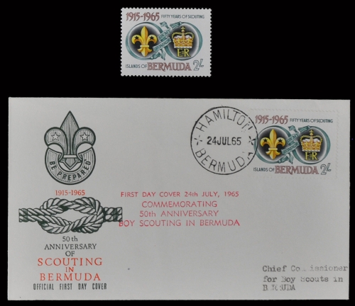 Bermuda 1965 - Mi-Nr. 187 ** - MNH - & auf FDC - Pfadfinder / Scouts