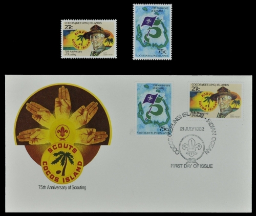 Kokos-Inseln 1982 - Mi-Nr. 86-87 ** - MNH - & auf FDC - Pfadfinder / Scouts