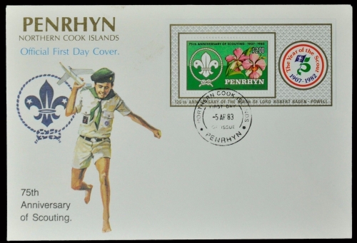 Penrhyn 1983 - Mi-Nr. Block 45 - FDC - Pfadfinder / Scouts