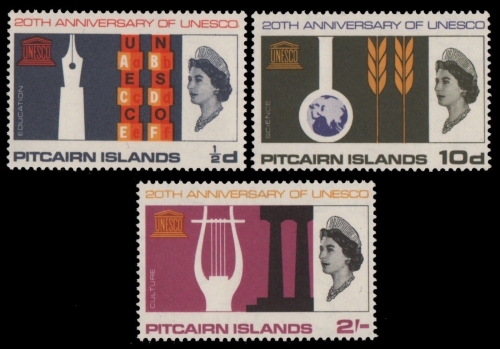 Pitcairn 1966 - Mi-Nr. 64-66 ** - MNH - UNESCO