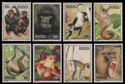 Ruanda 1978 - Mi-Nr. 922-929 A ** - MNH - Affen / Monkey