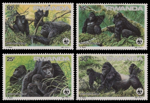 Ruanda 1985 - Mi-Nr. 1292-1295 ** - MNH - Gorillas