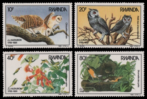 Ruanda 1985 - Mi-Nr. 1310-1313 ** - MNH - Vögel / Birds - Audubon