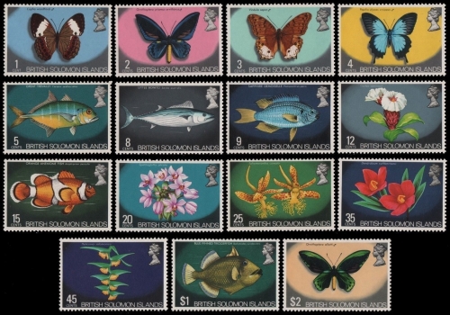 Salomoninseln 1972 - Mi-Nr. 219-233 ** - MNH - Flora & Fauna