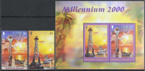 Salomoninseln 2000 - Mi-Nr. 1020-1021 & Block 59 ** - MNH - Boote / Boats