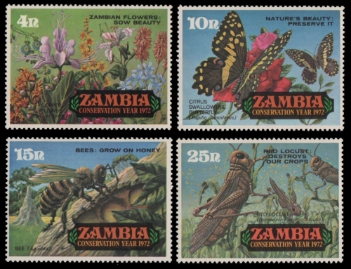 Sambia 1972 - Mi-Nr. 89-92 ** - MNH - Naturschutz - Bienen / Bees