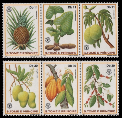 São Tomé & Príncipe 1981 - Mi-Nr. 744-749 A ** - MNH - Früchte / Fruits