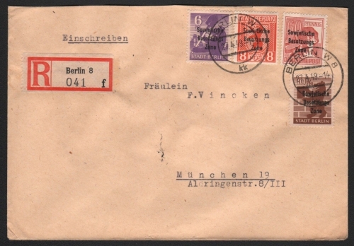 SBZ - Mi-Nr. 195 a, 201 wbz, 202 vx, 203 a wbz - Fernbrief - BPP geprüft