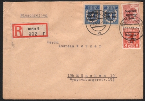 SBZ - Mi-Nr. 195 a, 202 vx, 205 waz (2) - Fernbrief - BPP geprüft