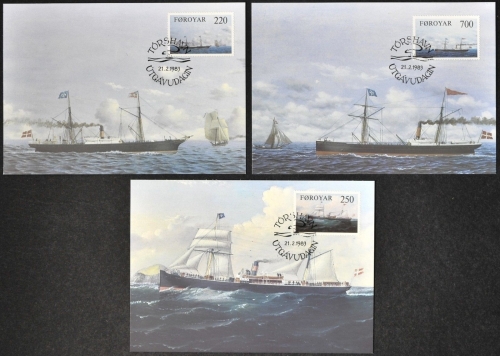 Färöer 1983 - Mi-Nr. 79-81 - Schiffe / Ships - 3 Maxikarten