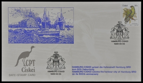 Ciskei 1989 - Souvenir-Karte - Schiffe / Ships - Vögel / Birds