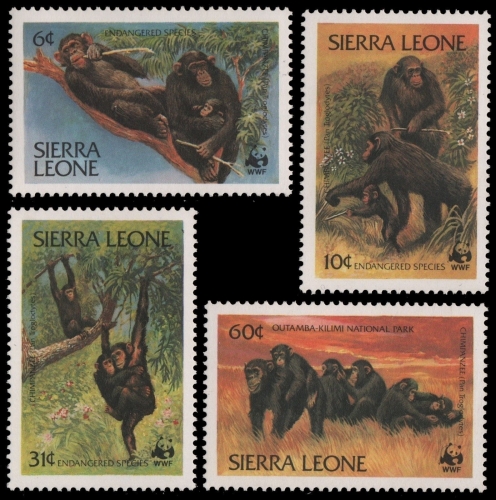Sierra Leone 1983 - Mi-Nr. 713-716 ** - MNH - Schimpansen / Chimpanzee