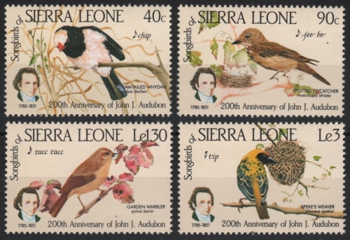 Sierra Leone 1985 - Mi-Nr. 799-802 ** - MNH - Vögel / Birds - Audubon