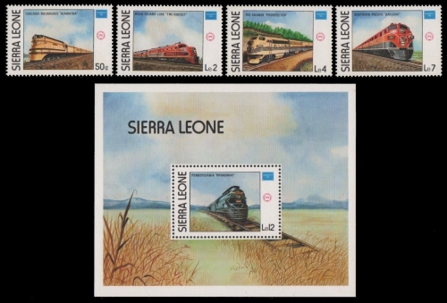 Sierra Leone 1986 - Mi-Nr. 892-895 & Block 46 ** - MNH - Lokomotive / Locomotive