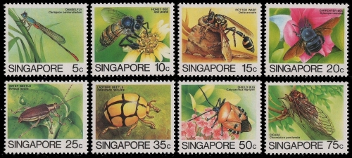 Singapur 1985 - Mi-Nr. 463-470 ** - MNH - Insekten / Insects