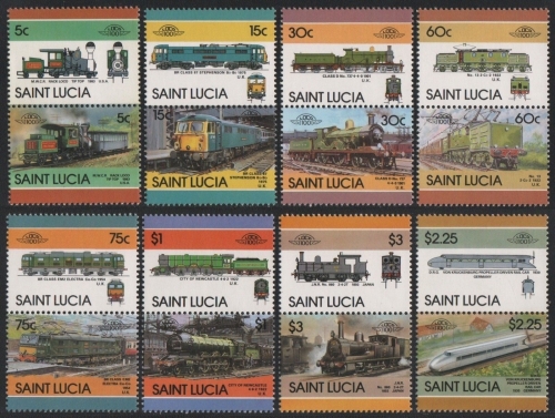 St. Lucia 1986 - Mi-Nr. 814-829 ** - MNH - Lokomotive / Locomotives