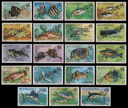 St. Vincent 1975 - Mi-Nr. 383-401 SPECIMEN ** - MNH - Fische / Fish