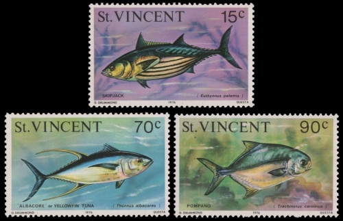 St. Vincent 1976 - Mi-Nr. 448-450 I ** - MNH - Fische / Fish