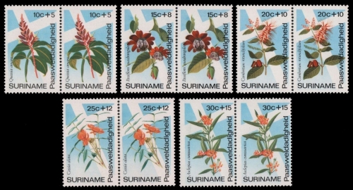 Surinam 1974 - Mi-Nr. 666-670 ** - MNH - Paare - Blumen / Flowers