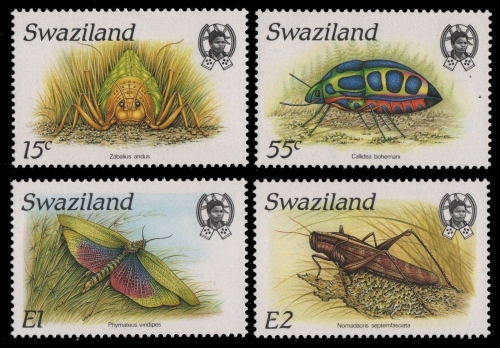 Swaziland 1988 - Mi-Nr. 540-543 ** - MNH - Insekten / Insects