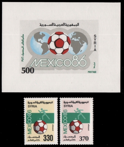 Syrien 1986 - Mi-Nr. 1647-1648 & Block 66 ** - MNH - Fußball / Soccer, football