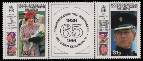 Süd-Georgien 1991 - Mi-Nr. 190-191 ** - MNH - 65. Geburtstag Queen (I)