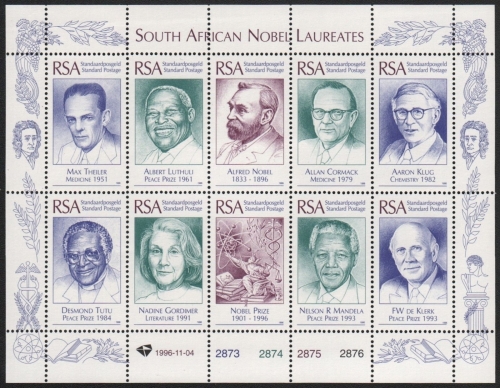 Südafrika 1996 - Mi-Nr. 1025-1034 ** - MNH - KLB - Nobel-Preisträger