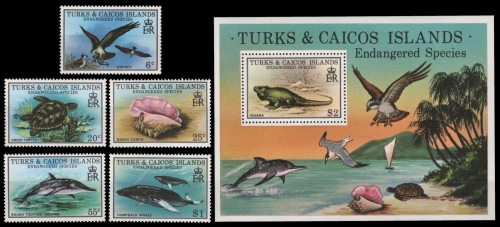 Turks- & Caicos 1979 - Mi-Nr. 425-429 & Block 14 ** - MNH - Fauna