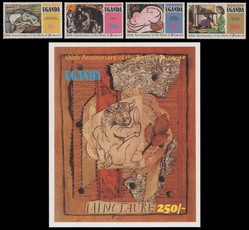 Uganda 1981 - Mi-Nr. 306-309 & Block 29 ** - MNH - Pablo Picasso