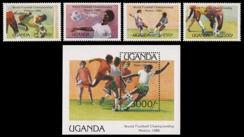 Uganda 1986 - Mi-Nr. 460-463 & Block 56 ** - MNH - Fußball / Soccer