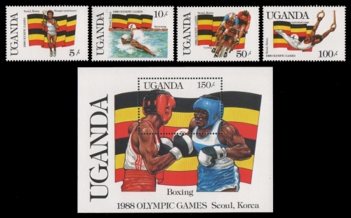 Uganda 1987 - Mi-Nr. 534-537 & Block 70 ** - MNH - Olympia Seoul