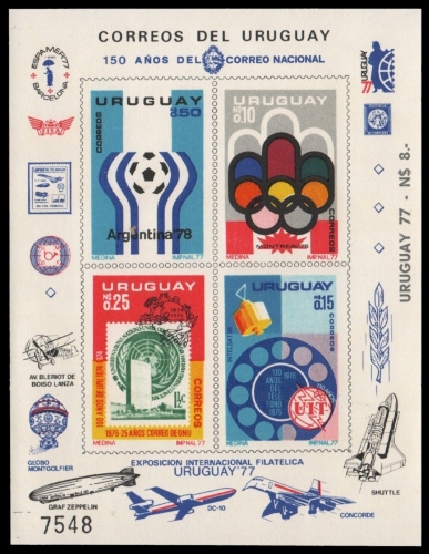 Uruguay 1976 - Mi-Nr. 1402-1405 Vignette ** - MNH - Fußball / Soccer