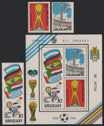 Uruguay 1980 - Mi-Nr. 1605-1607 & Block 50 ** - MNH - Fußball / Soccer, football