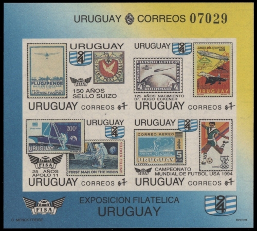 Uruguay 1993 - Mi-Nr. Block 60 ** - MNH - ungezähnt / imperf. - Marke auf Marke