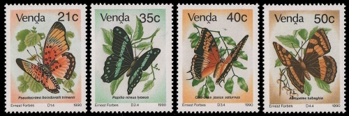 Venda 1990 - Mi-Nr. 213-216 ** - MNH - Schmetterlinge / Butterfly