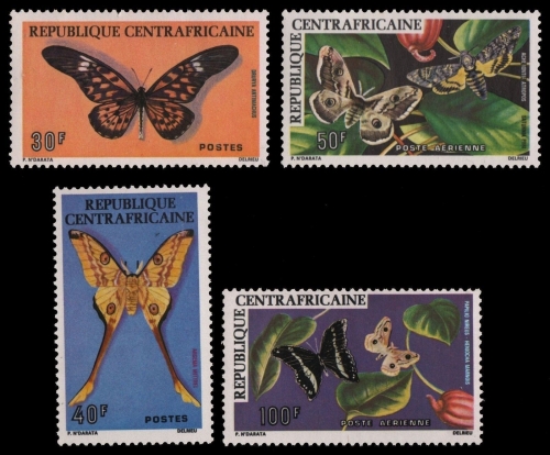 Zentralafrikanische Rep. 1976 - Mi-Nr. 413-416 ** - MNH - Schmetterlinge