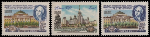 Russia / Sowjetunion 1955 - Mi-Nr. 1780-1781 A & 1780 C ** - MNH - Lomonossow