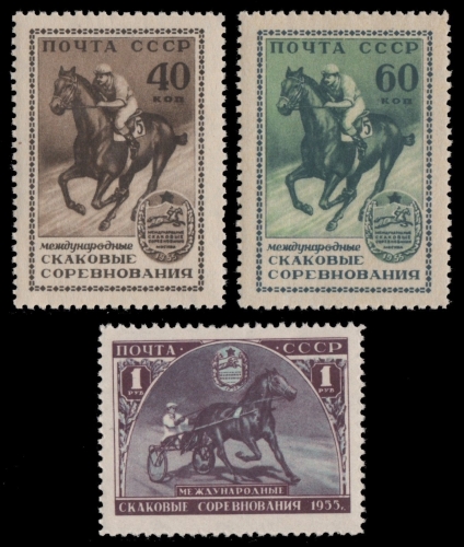 Russia / Sowjetunion 1956 - Mi-Nr. 1798-1800 ** - MNH - Reitsport / Horse races