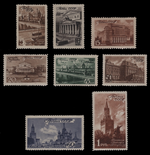 Russia / Sowjetunion 1946 - Mi-Nr. 1056-1063 ** - MNH - Moskau / Moscow scenes