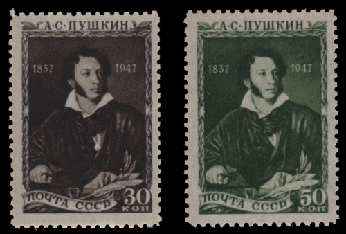 Russia / Sowjetunion 1947 - Mi-Nr. 1109-1110 ** - MNH - Puschkin / Pushkin