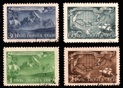 Russia / Sowjetunion 1943 - Mi-Nr. 856-859 gest / used - Vitus J. Bering