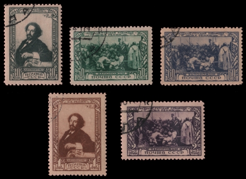 Russia / Sowjetunion 1944 - Mi-Nr. 932-936 A gest / used - Ilja Repin