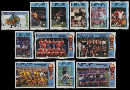 Nevis 1986 - Mi-Nr. 377-388 ** - MNH - Fußball / Soccer, football
